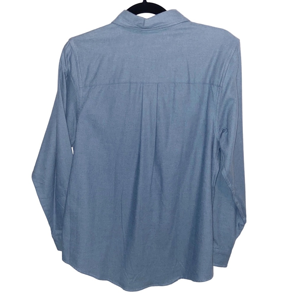 Vintage LL Bean Chamois Shirt Womens Small Pockets Soft Long Sleeve Outdoor Blue - Picture 2 of 10